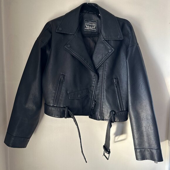 Levi's Cropped Drop Shoulder Leather Jacket - Picture 2 of 3